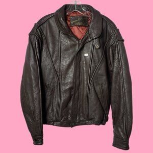 Raffaelo Golden Collection Vtg Leather Jacket With Quilted Lining  Brown Size 38